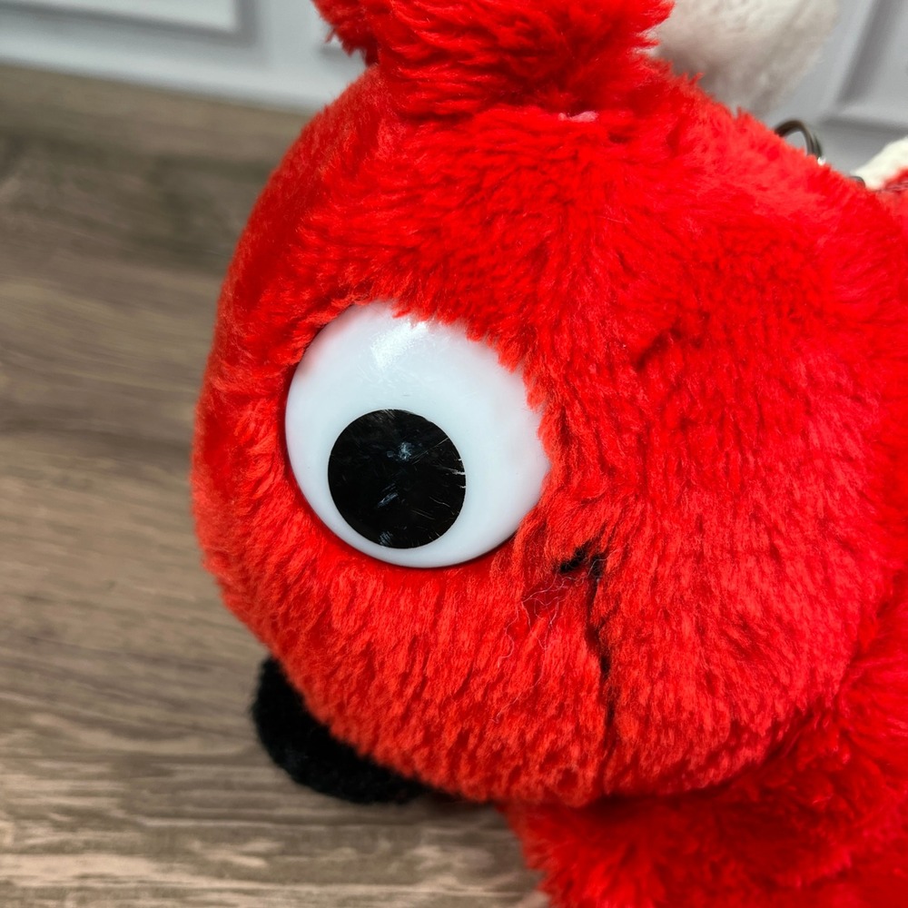 Vintage 1984 LEGO Duplo Red Plush Fuzzy Bunny Storage Bag Logo Keychain - Picture 6 of 10
